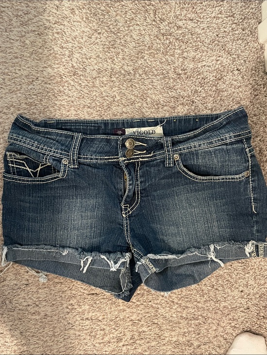 Vigold Pants - Vigold Women's Dark Wash Frayed Hem Denim Shorts size 7/8 29 inch waist